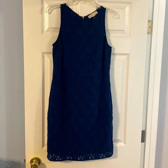 chinese dress ladies Michael Michael Kors Floral Applique Lace Dress Blue main image 1